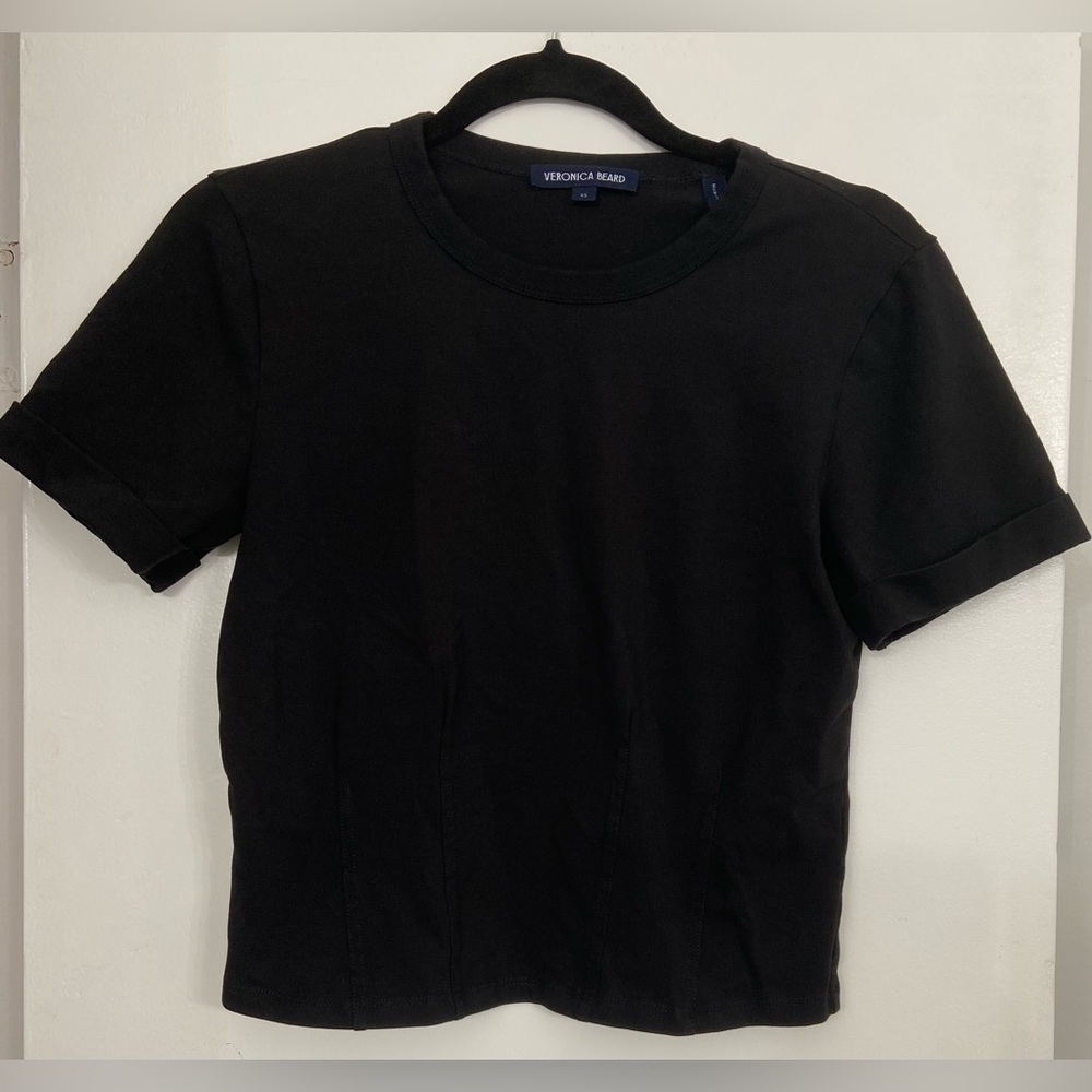 Veronica Beard Ankara Seamed Crewneck T-Shirt Black Size XS - Picture 3 of 9